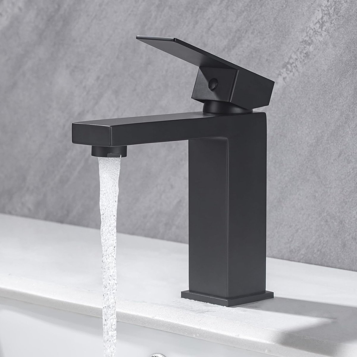 Kraan Voor Badkamer, Eengreepsmengkraan Voor Koud En Warm Water Voor Wastafel In De Badkamer, Wastafelarmatuur Met Afneembare Perlator, Roestvrij Stalen Kraan, Loodvrij, Mat Zwart
