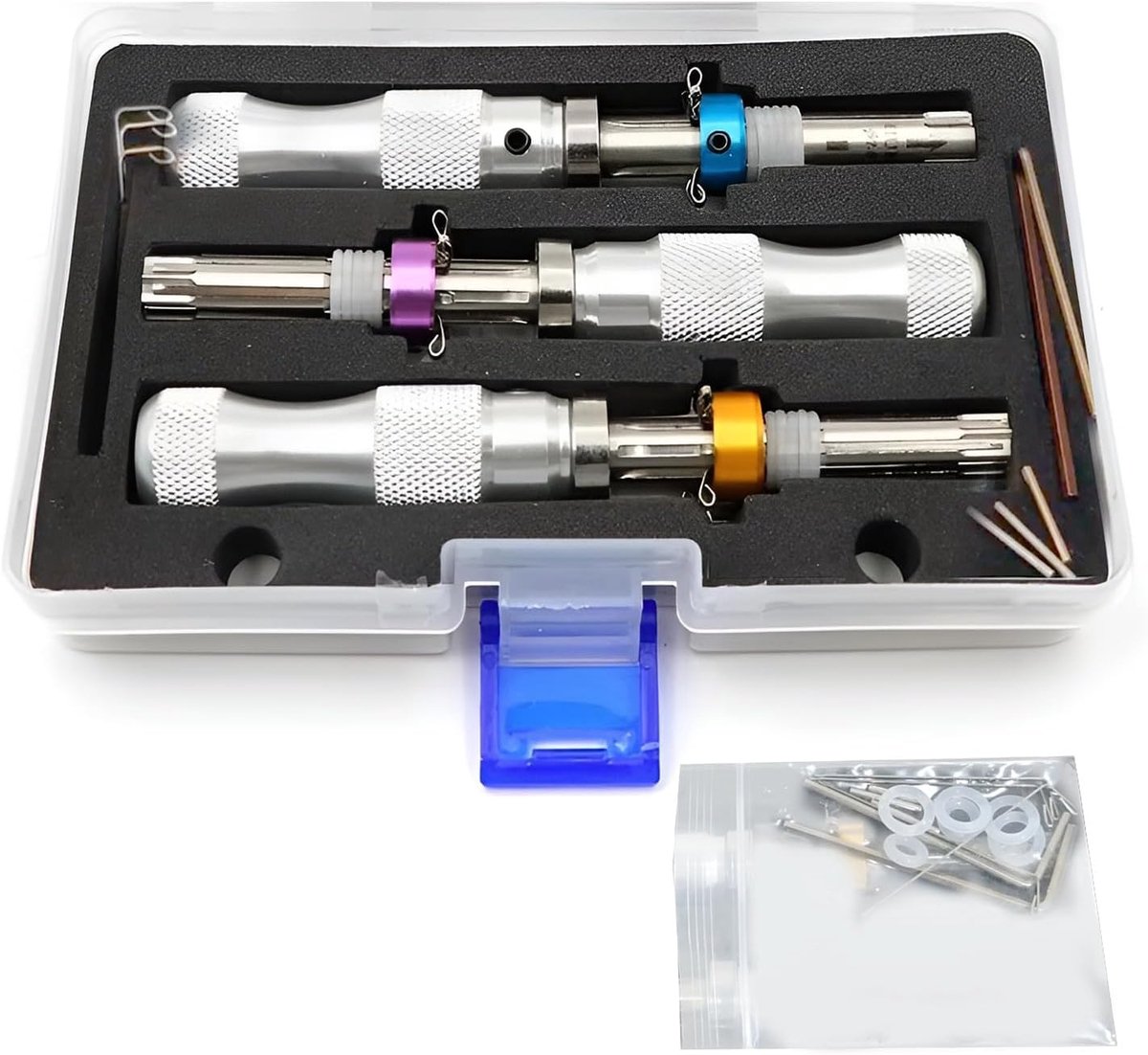 7-pins buisvormige slotpickset, roestvrij staal verstelbare buisvormige lock pick tool 7mm/7,5mm/7,8mm voor gereedschapskist, RV opslag