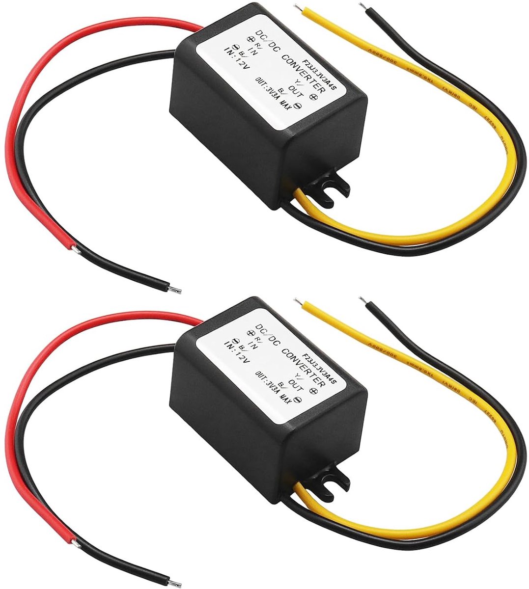 2 x 12 V tot 3 V 3 A step-down voedingsmodules, compatibel met overstroom- en kortsluitbeveiliging, oververhittingsbeveiliging, 32 x 17 mm, zwart