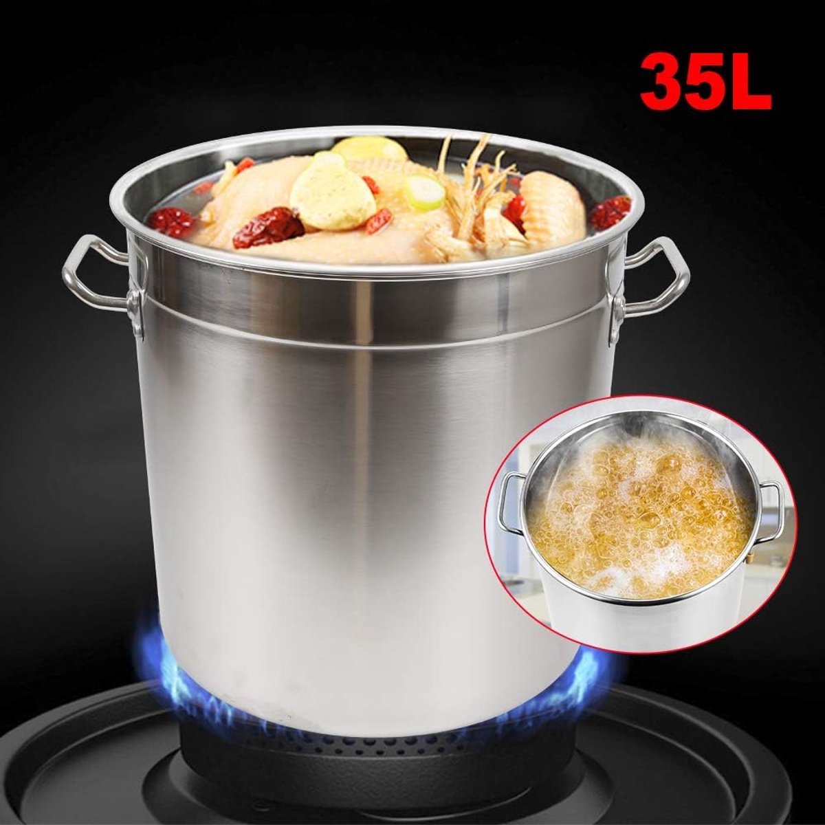 Roestvrij staal soeppan met deksel 35 liter goulashketel roestvrij staal pan grote kookpan voor koken stoven