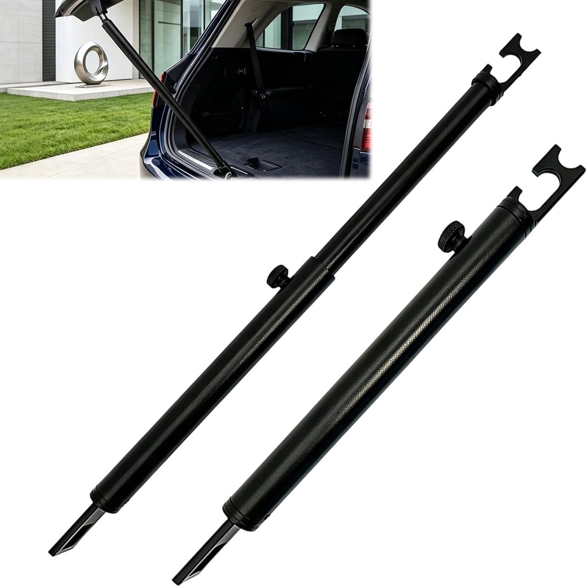 Achterklepstandaard, deursteunstang van hoogwaardige aluminiumlegering, licht, veilige steunstang voor auto, camper, achterklep voor optimale ventilatie, autoonderhoud (zwart)