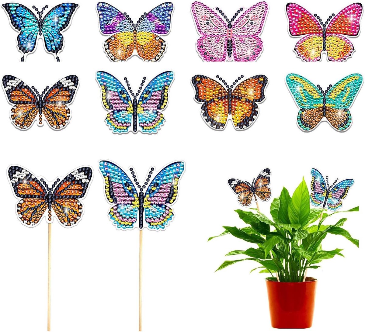 Diamantschildersets vlinder voor tuindecoratie, accessoires voor diamantschilderij, doe-het-zelf diamantkunstsets, ambachtelijke benodigdheden, stijl 2