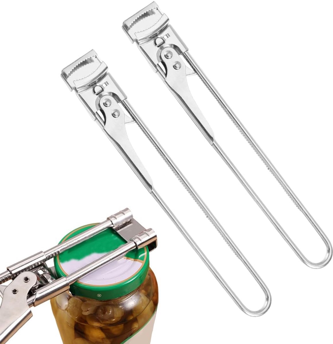 Handmatige blikopener, 2 stuks, blikopener, verstelbare blikopener, blikopener van roestvrij staal, voor keuken, artritis, ouderen