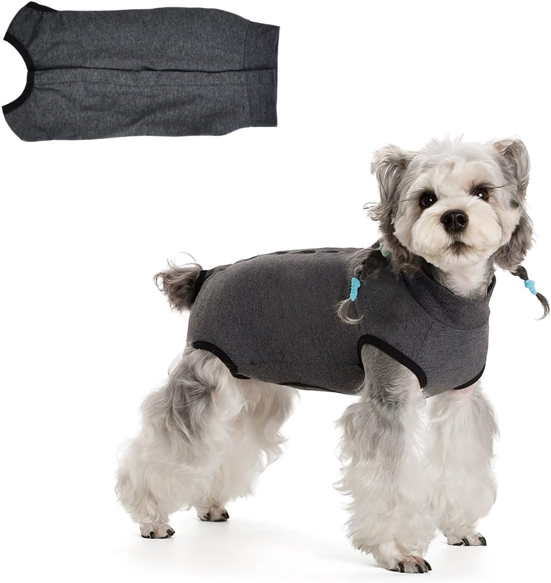 Medische body voor honden, wondbescherming, herstelpak, anti-likken, E-kraag, alternatief, ademend, eendelig, pyjama voor huisdieren, eendelige pyjama (A, L)