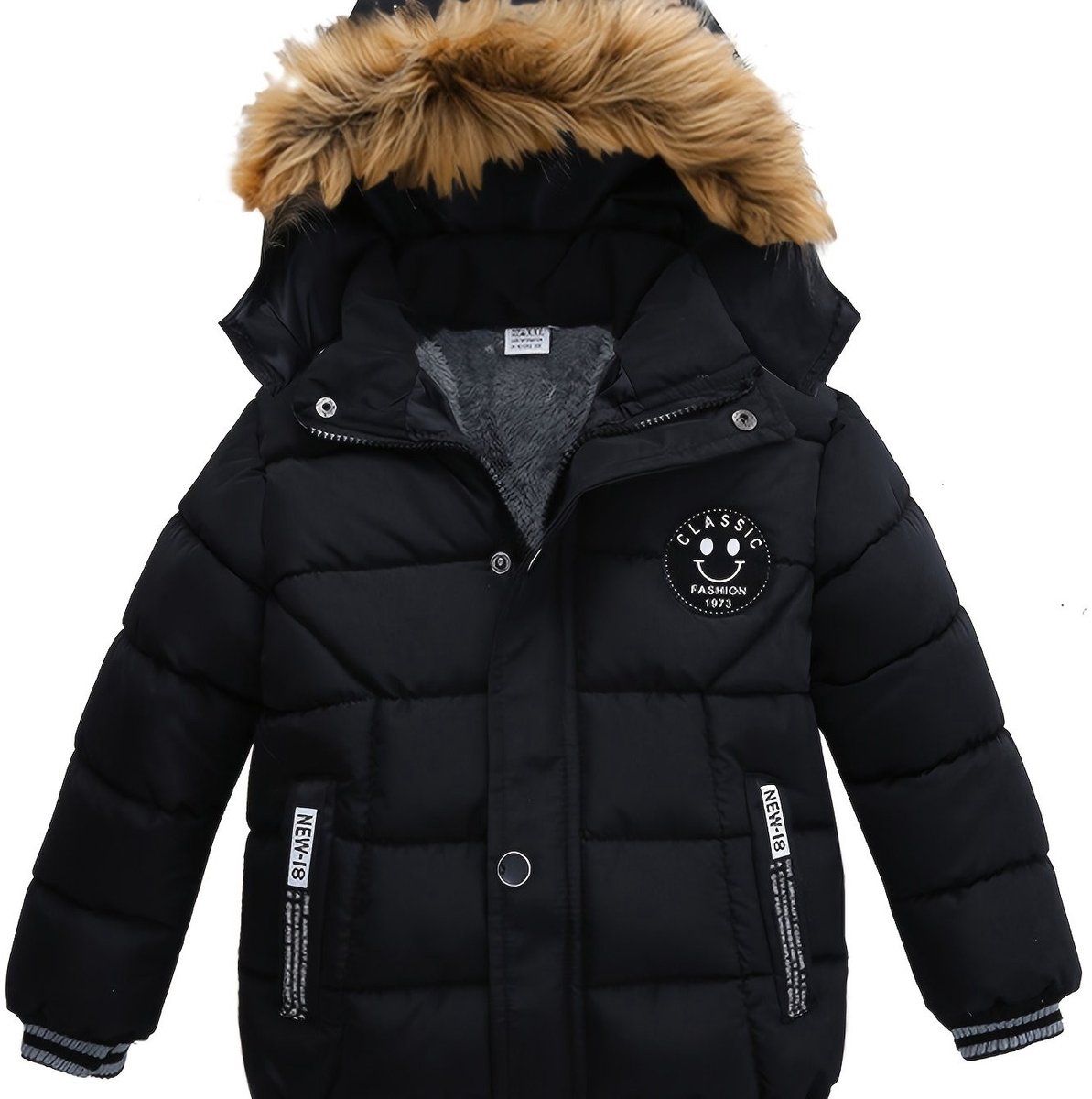 Currero Winterjas Parka Jongens Lange Jas Wintermantel Overjas Gewatteerd Waterdicht Winter Stijlvol Mantel Kinderen 1-2 Jaar Zwart