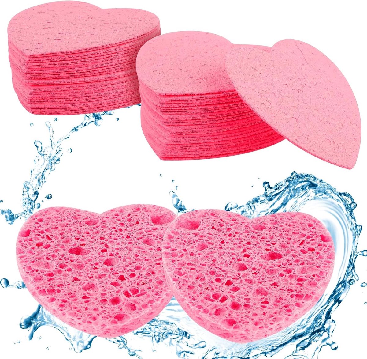 50 Stuks Gecomprimeerde Gezichtsponsen voor Dagelijkse Reiniging, Natuurlijke Houtpulp, Exfoliërende Make-up Verwijdering en Gezichtsverzorging