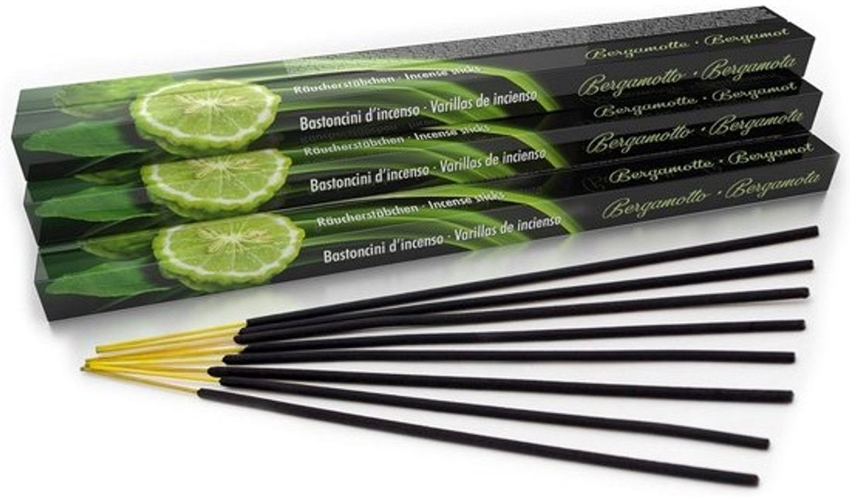 Natuurlijke Wierookstokjes Bergamot - 10 Dozen Bulkverpakking (800 Stuks) - 45 Min Brandtijd