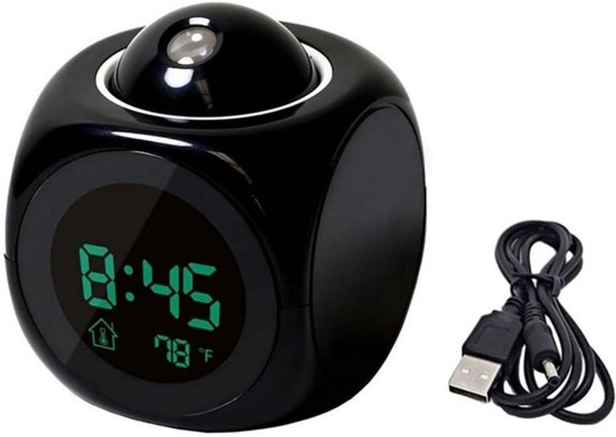 Digitale Projectiewekker met Temperatuurdisplay en Stemrapportage - LED Tafelklok met Snooze