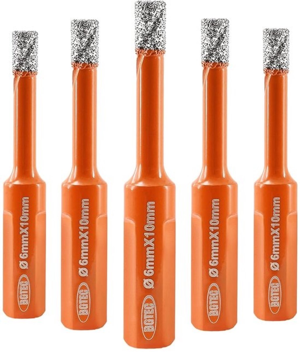 Diamantkernboor 6mm - 5-delige set - Vacuüm gelaste uitvoering - Geschikt voor keramiek en natuursteen - ShopVlot