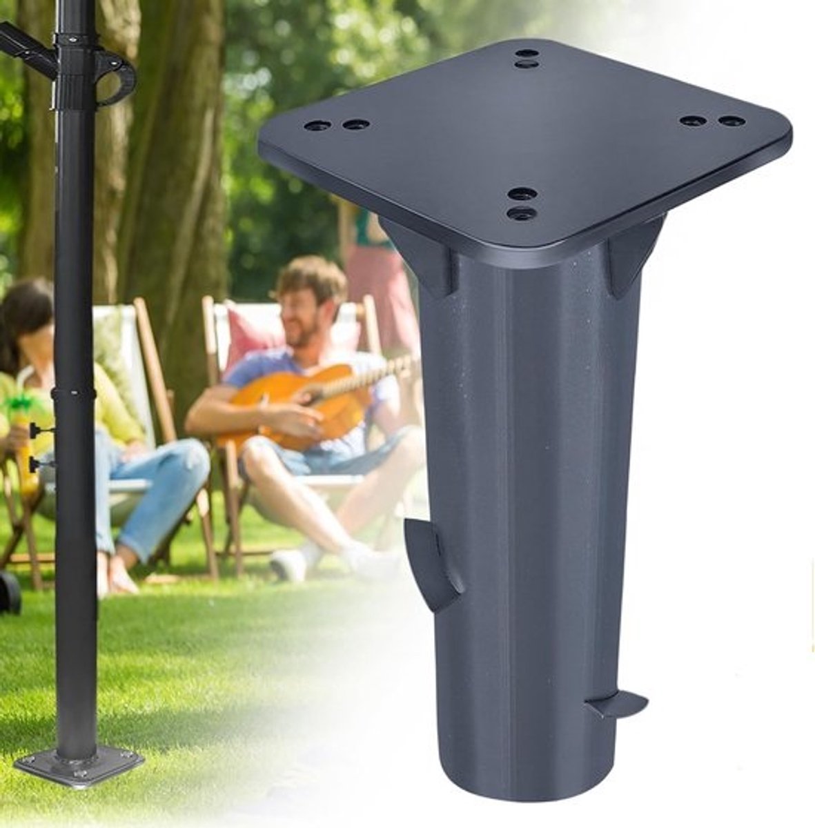 Universele Inbouw Bodemplaat voor Parasolstandaard - Duurzame Grondanker voor Zweefparasols
