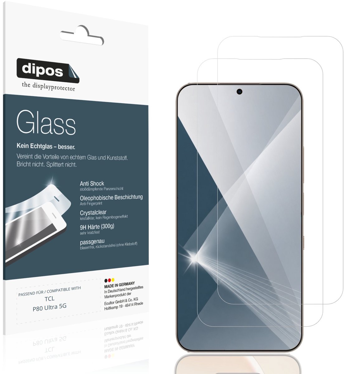 dipos – 2x Pantserfolie geschikt voor TCL P80 Ultra 5G | 9H Screenprotector