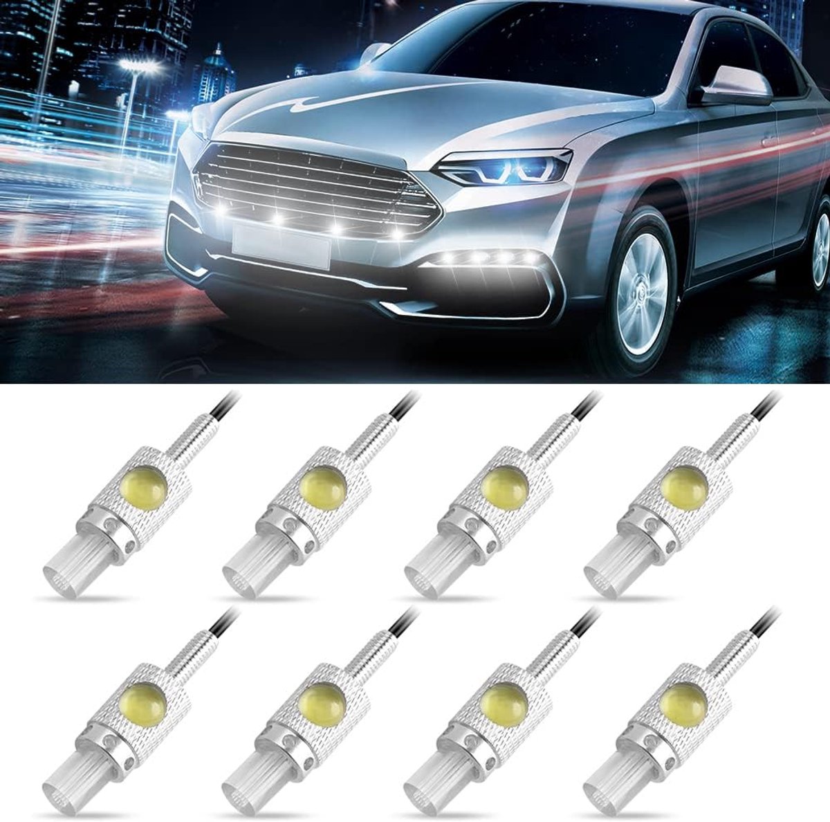 10 stuks universele led-Eagle Eye dagrijverlichting, wit, 12 V, auto, motorfiets, voorzijde, bumper, DRL, achteruitrijlicht, mistlampen, dagtime-running lights