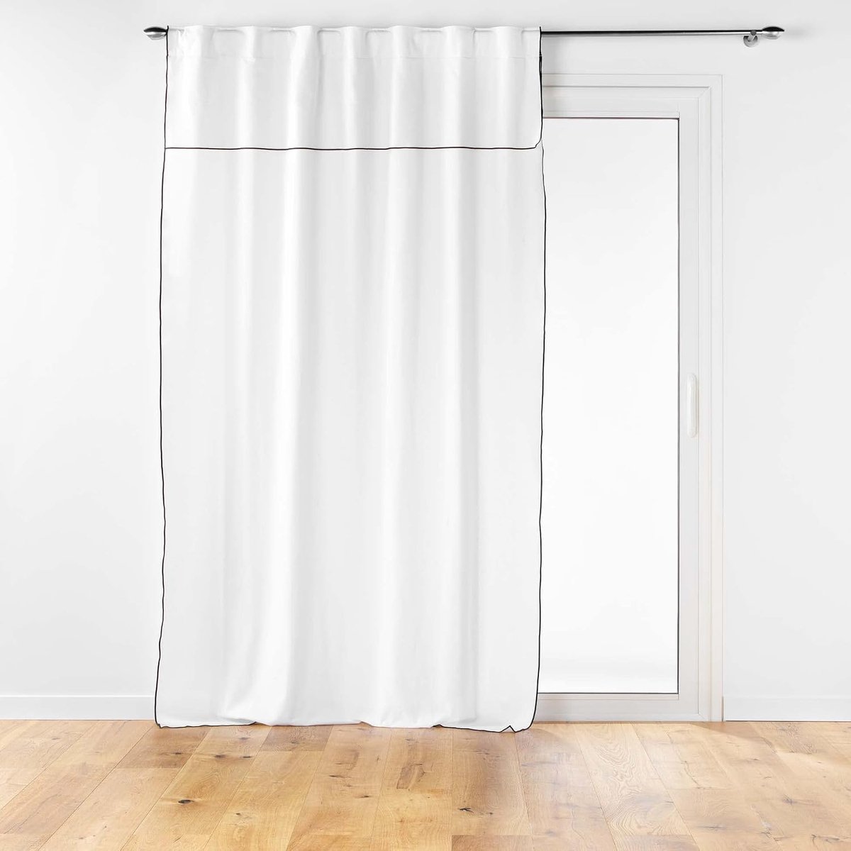 douceur d'intérieur, Gordijn met lussen met stuurwiel, 140 x 240 cm, wit, gerecycled katoen, eenkleurig, Mistralin