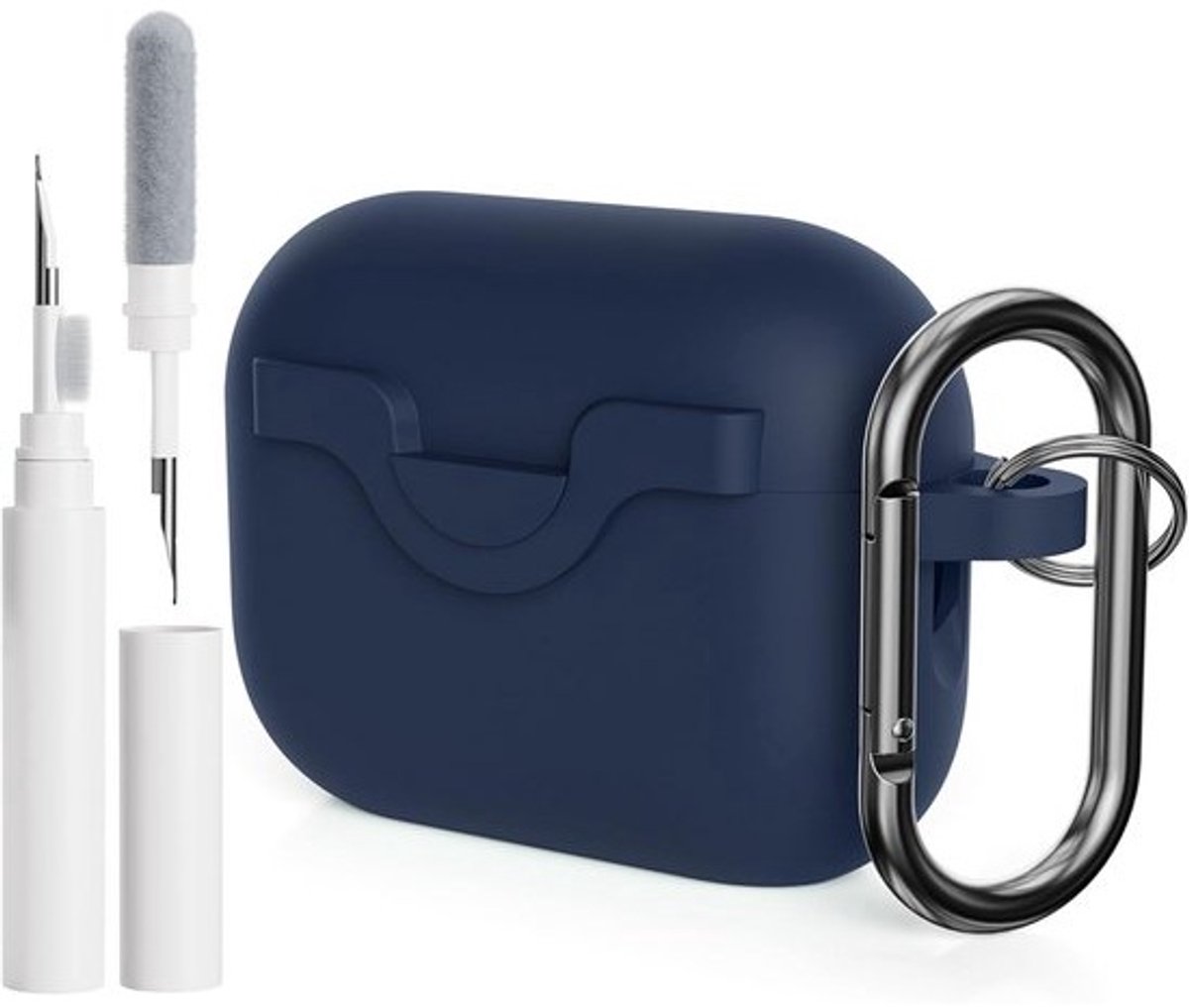 Stootvaste Siliconen Beschermhoes voor AirPods Pro 2 en 1 met Karabijnhaak en Reinigingsset