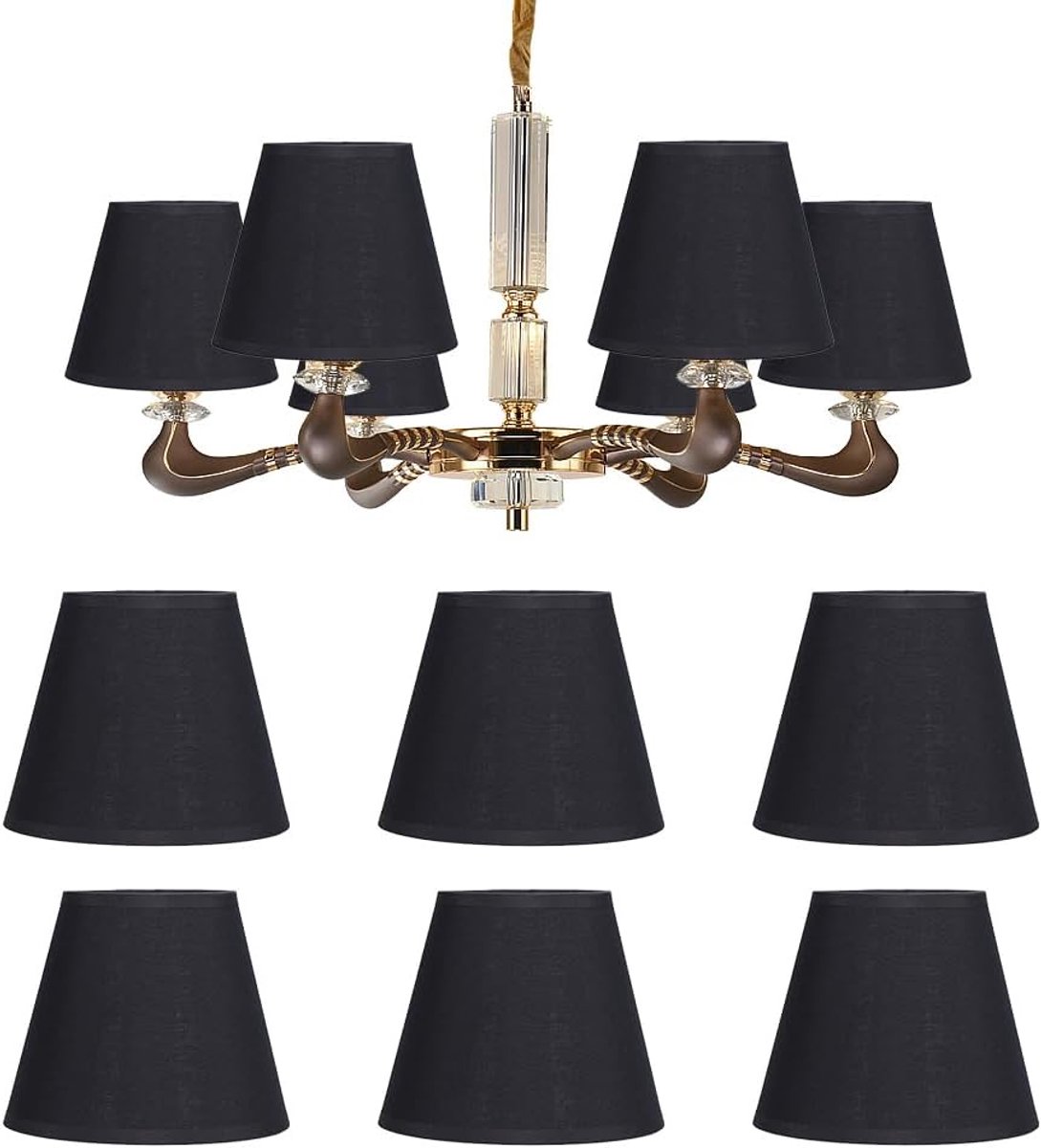 6 stuks kroonluchter lampenkap, huishoudelijke moderne E14 clip op stoffen lampenkaps kleine lampenkap, crèmekleurige droplight wandlamp schaduw accessoire (#6)