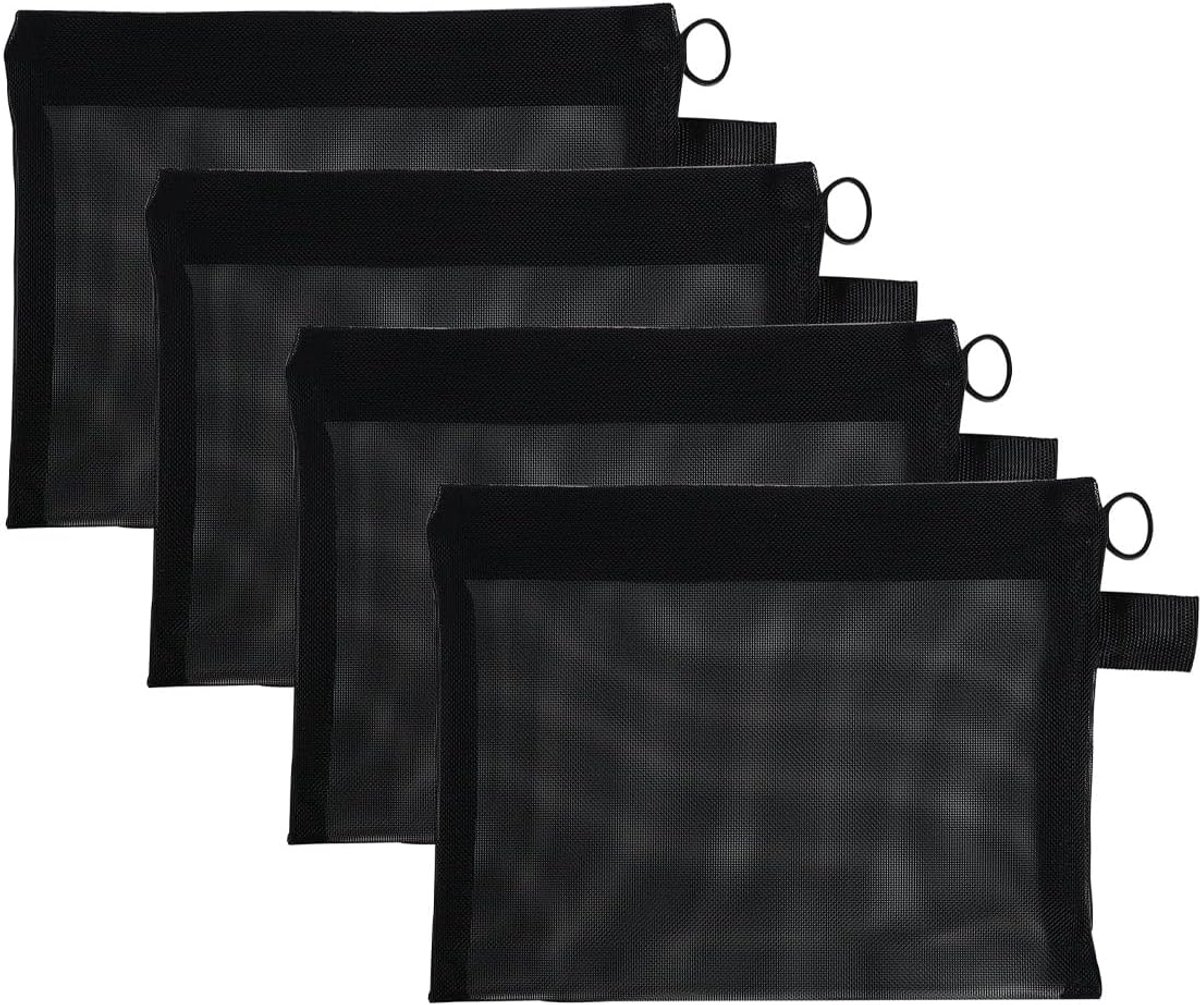 4 Pack Mesh Zipper Pouch Bags 19x14cm Zwart Toilettas Cosmetische Organizer