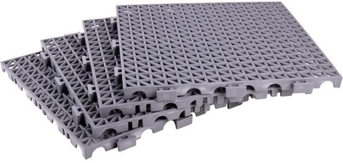 Lichtgrijze Alveolada Tegels Set van 4 | PVC | 33 x 33 x 2 cm | Eenvoudige Montage