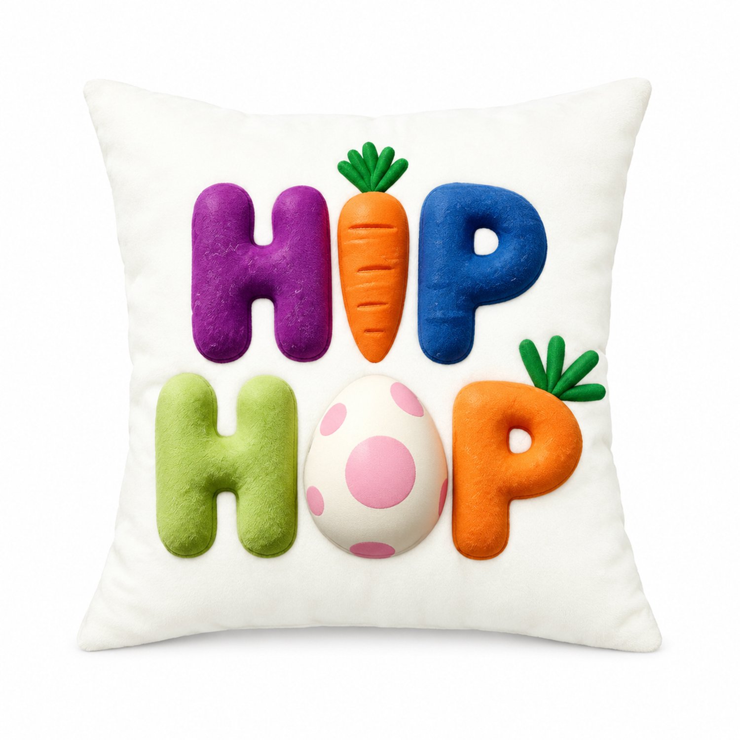 SWGOTA Paaskussenhoes 45 x 45 cm van polyester - Vierkante sierkussenhoes met kleurrijke letters, paasei en wortels voor de bank Wit