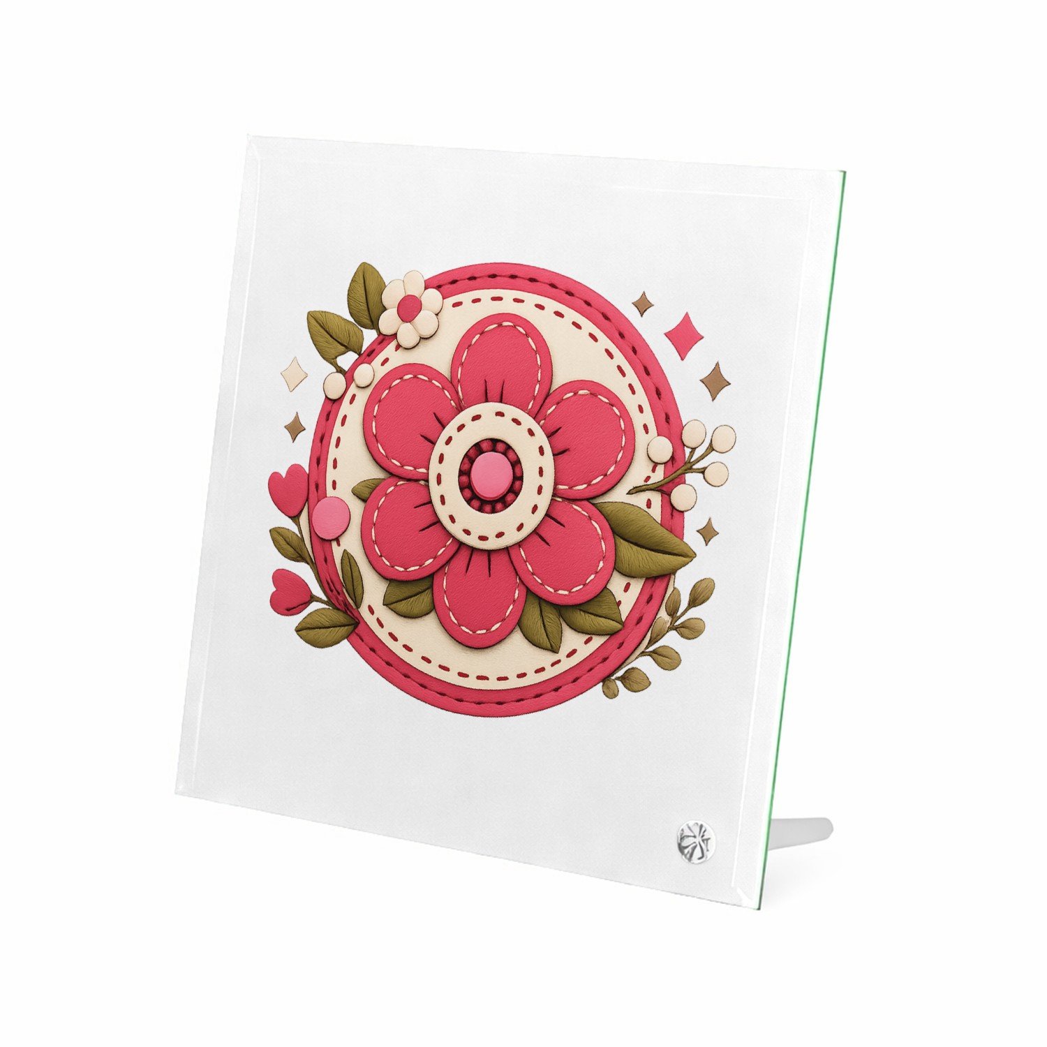 Mr Cadeautjes Glasframe 20 x 20 - design Een vrolijke complimentenbadge met retro bloemenkader en cen | cadeau Wit