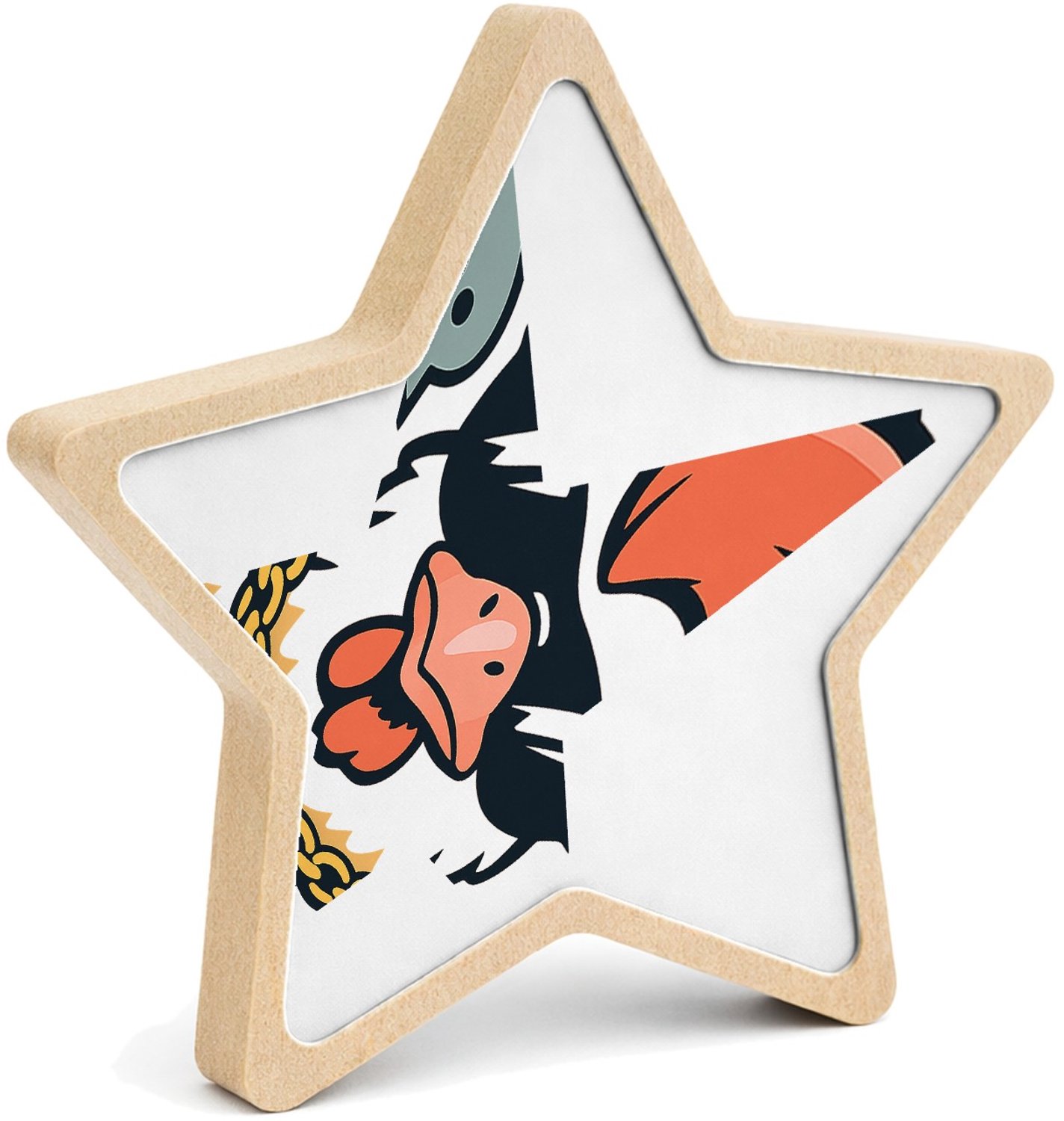 Mr Cadeautjes MDF fotolijst ster 14 x 13,5 - design Retro karakterprint met onverwachte zelfverzekerdheid | cadeau Wit
