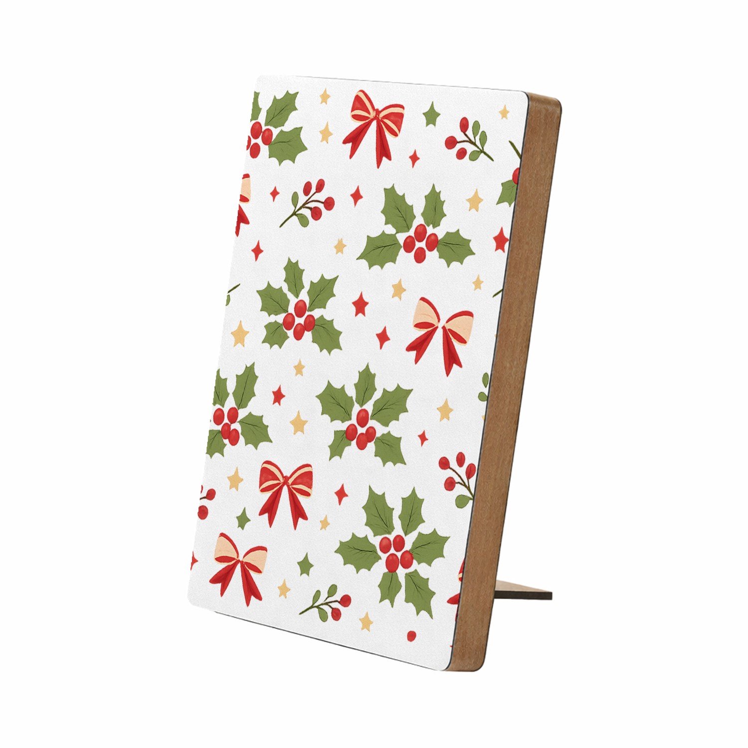 Mr Cadeautjes Glasframe/MDF 12,7 x 17,8 - design Luchtig herhaalpatroon met winterse natuurmotieven in een el | cadeau Wit