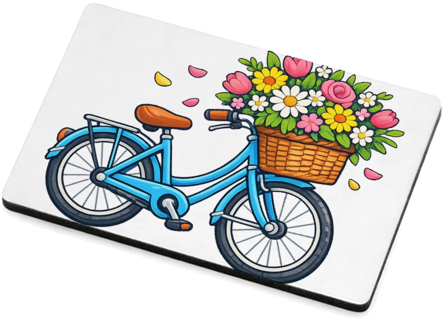Mr Cadeautjes MDF magnetische fotolijst 7,5 x 5 - design Vintage fiets met bloemenmand | cadeau Wit
