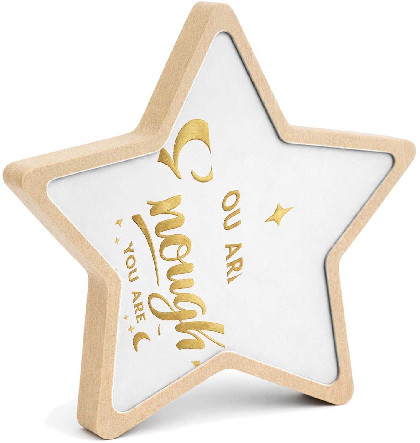 Mr Cadeautjes MDF fotolijst ster 14 x 13,5 - design Minimalistische affirmatie met sterren en zachte glansaccent | cadeau Wit