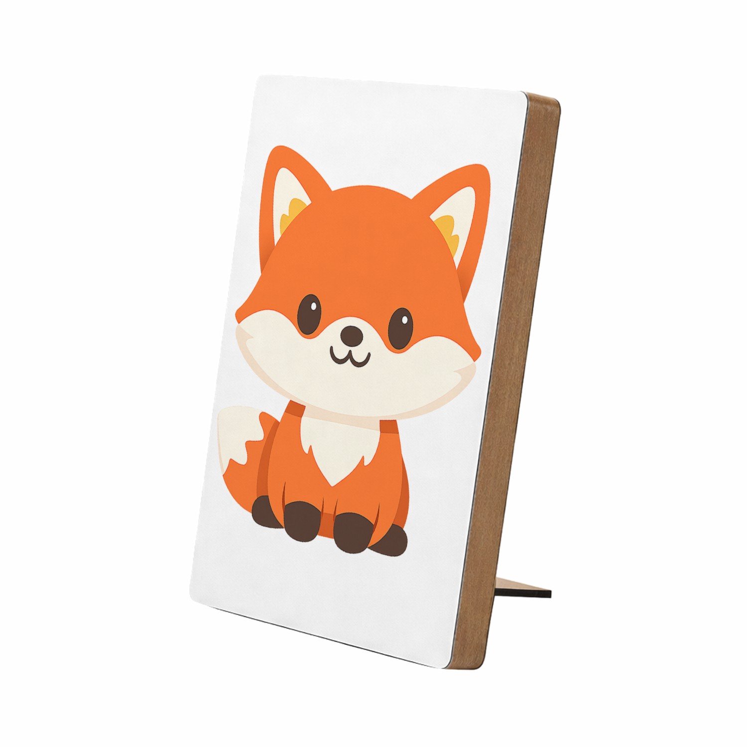 Mr Cadeautjes Glasframe/MDF 12,7 x 17,8 - design Een vriendelijke vos met een grote kop en een gestileerd lic | cadeau Wit