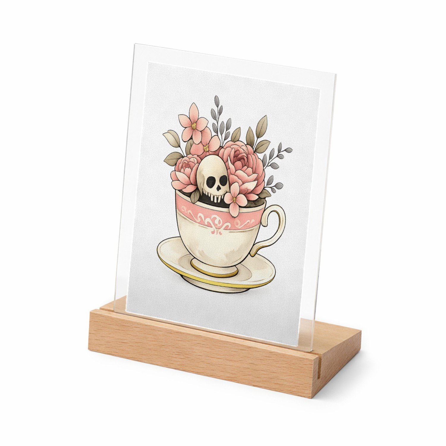 Mr Cadeautjes Glasframe met vaste tekst - design Een vrolijk botanisch contrast tussen iets zachts en iets on | cadeau Wit