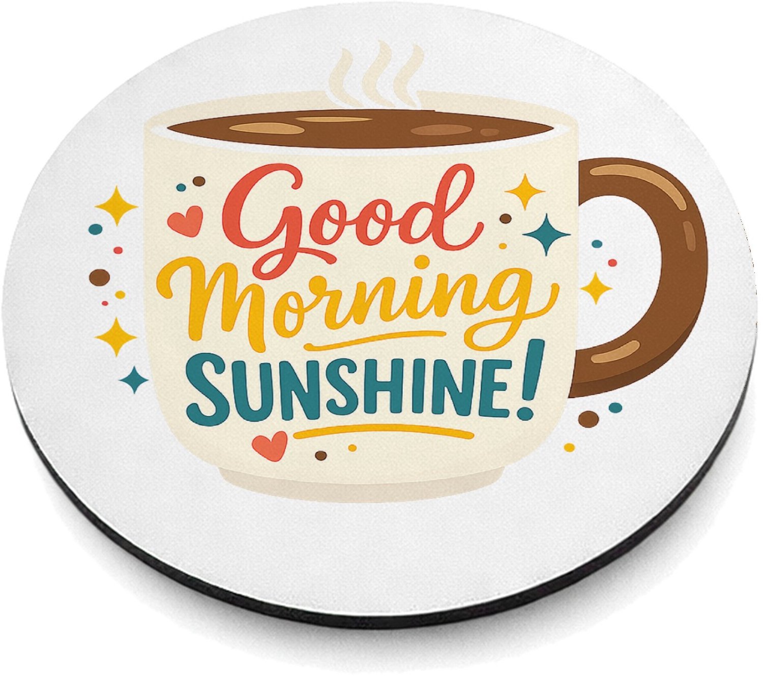 Mr Cadeautjes MDF magnetische fotolijst rond Ø 9,5 - design Feestelijke koffie-mok met warme, persoonlijke ochtendboodsc | cadeau Wit