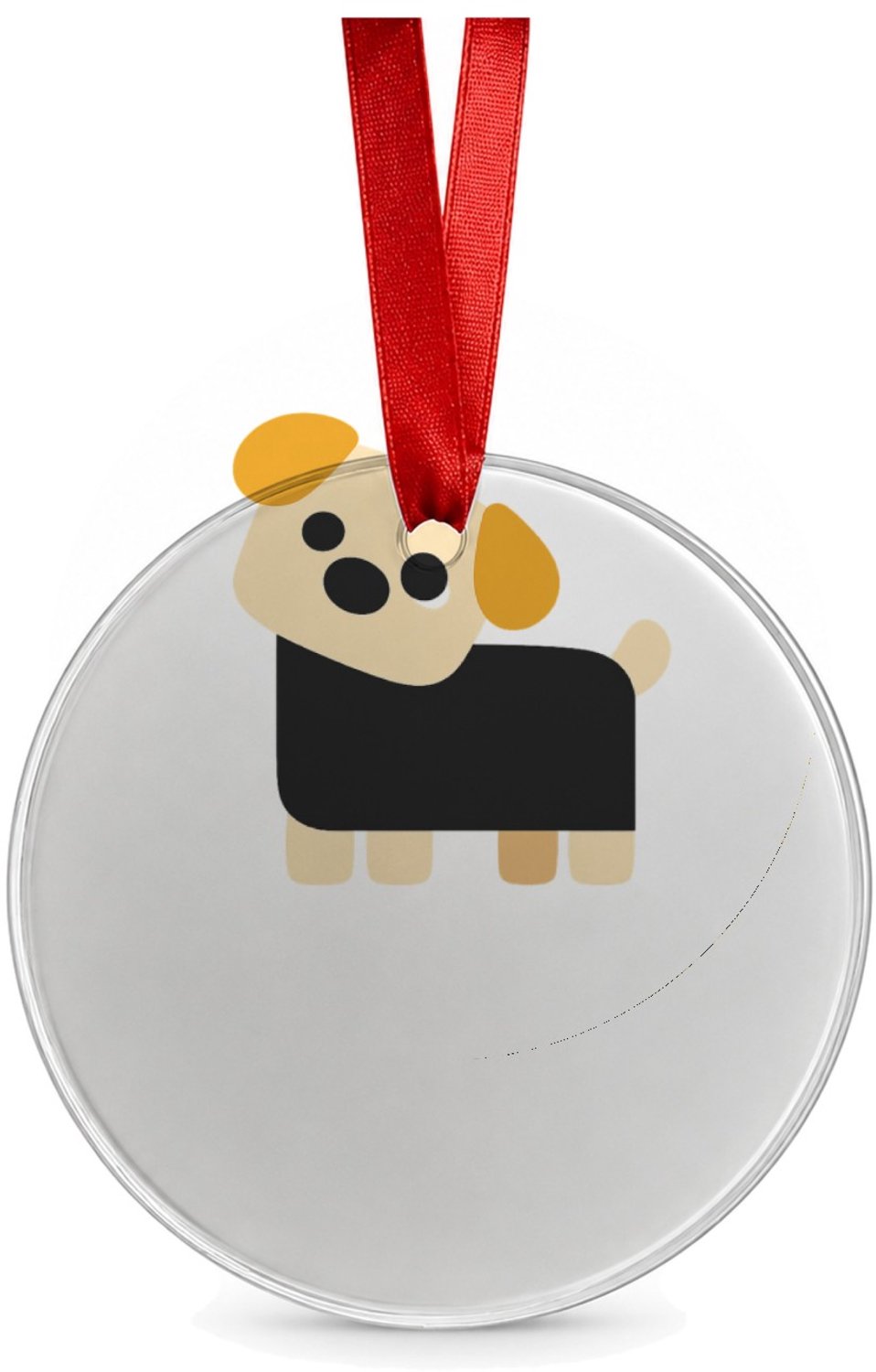 Mr Cadeautjes Glazen cirkel Ø 8,9 cm - design Minimalistische hond met eigenwijze blik | cadeau Wit
