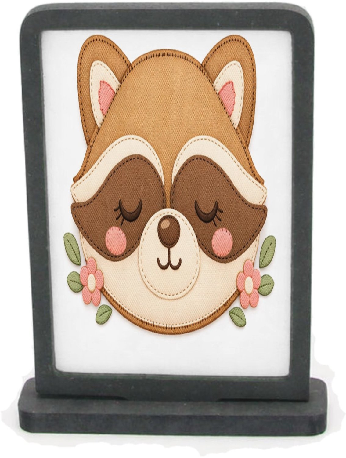 Mr Cadeautjes Houten fotolijst rechthoek met MDF inleg - design Rond slaapvriendje met bosdier | cadeau Wit
