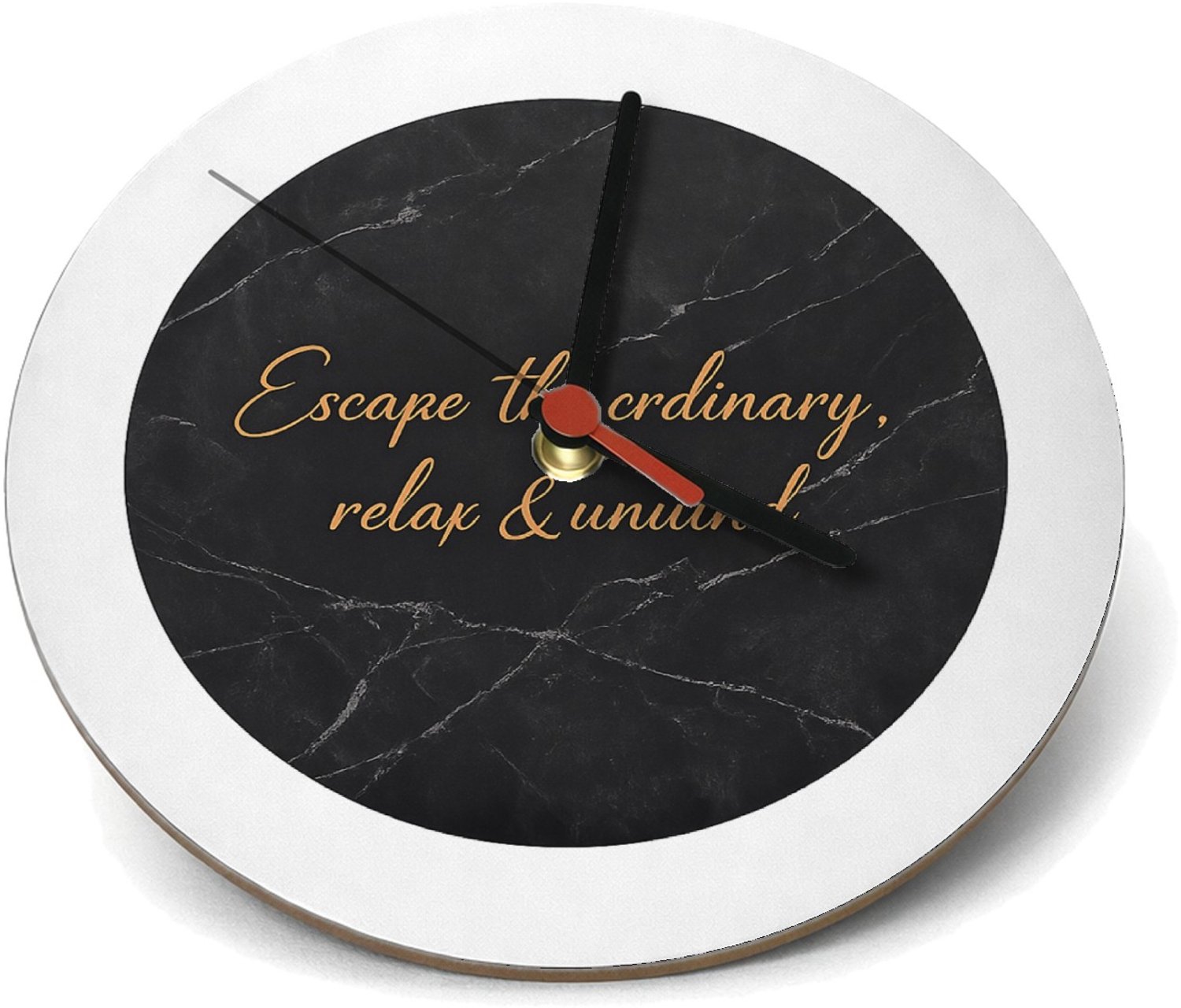 Mr Cadeautjes Klok rond Ø 19 - design Minimalistische wellness-tekst op een rustige natuurachtergr | cadeau Wit