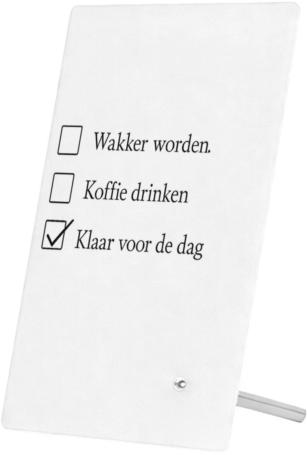 Mr Cadeautjes Glasframe 11 x 16 - design Een vergelijkbare droge checklistgrap maar dan rond ochtendg | cadeau Wit
