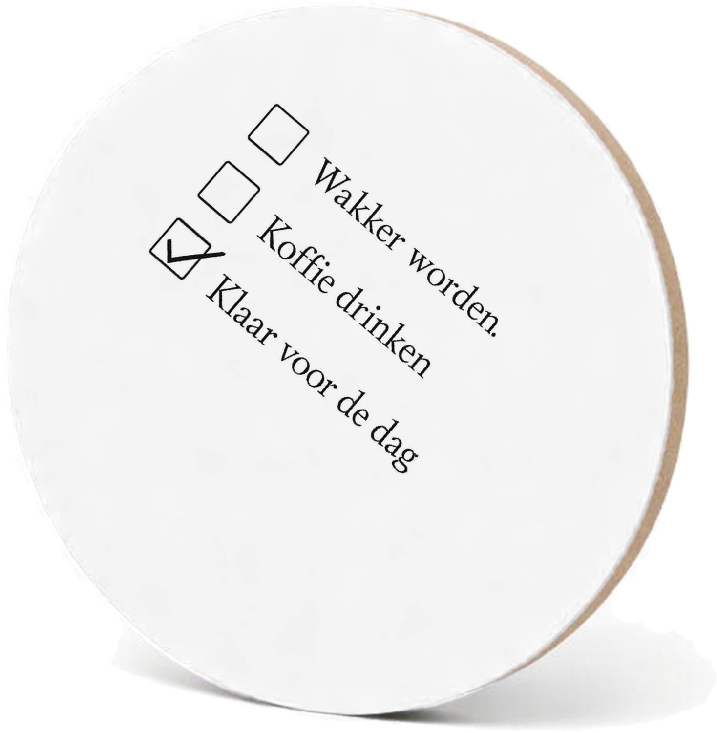 Mr Cadeautjes MDF fotolijst - design Een vergelijkbare droge checklistgrap maar dan rond ochtendg | cadeau Wit