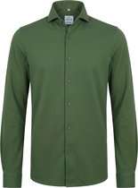 Vercate - Strijkvrij Overhemd - Japanese Knitted - Piqué Katoen - Groen - Slim Fit - Lange Mouw - Heren - Maat 41/L