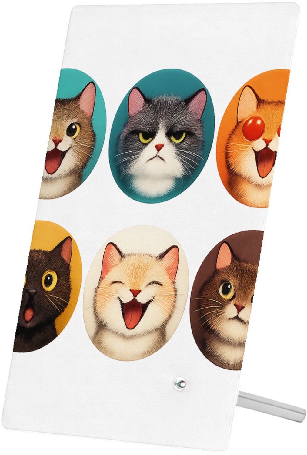 Mr Cadeautjes Glasframe 11 x 16 - design Set van zes expressieve kattenportretten met verschillende s | cadeau Wit
