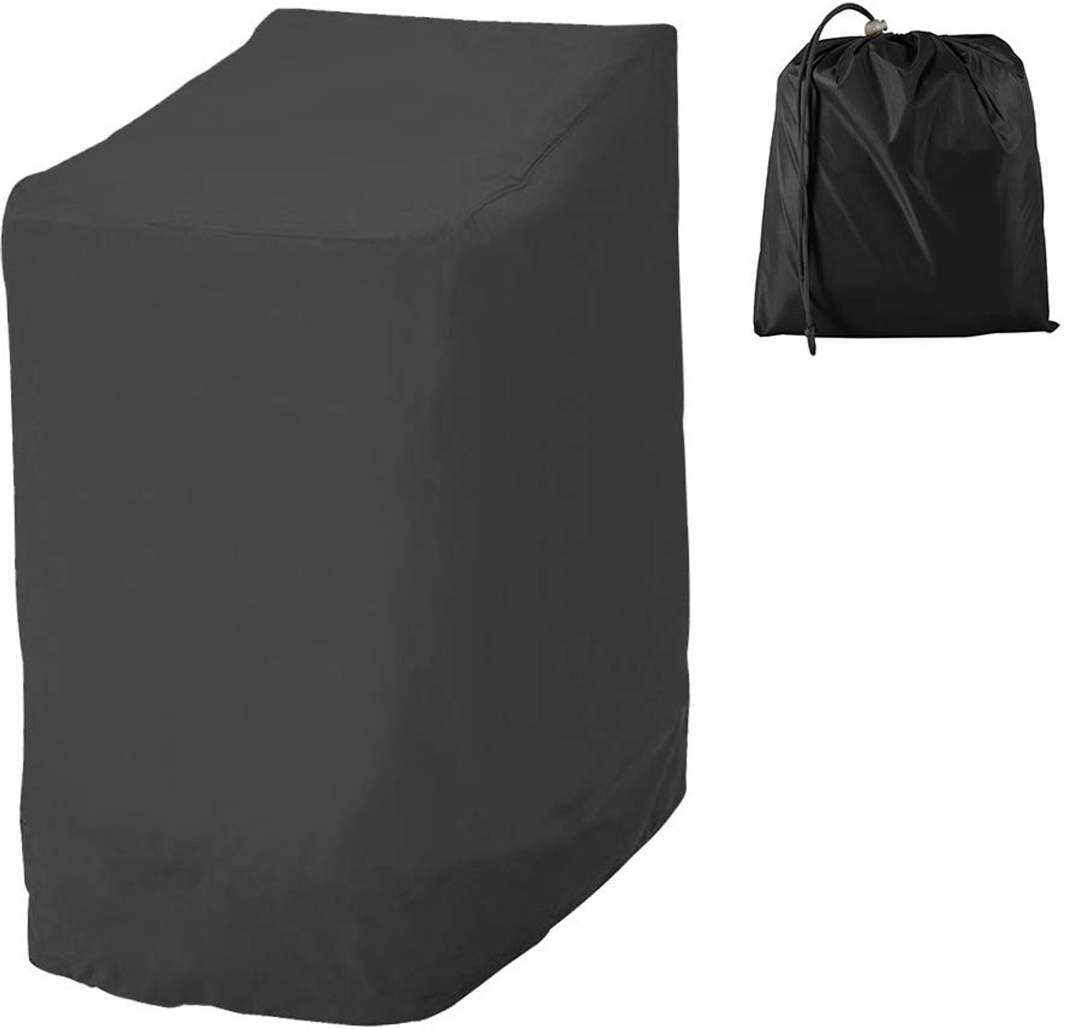Famanu Tuinstoelhoes voor buiten, stapelbaar, waterdicht 210D Oxford-stof, 114 x 85 x 65 cm, zwart, biedt bescherming tegen UV-stralen en regen voor je meubels