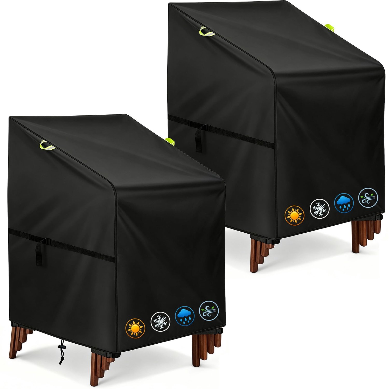 Famanu Tuinstoelhoes van 420D Oxford, set van 2 stuks, afdekhoes voor stoelen, 90 x 70 x 80/120 cm, waterdicht en ademend, ideaal voor het beschermen van tuinmeubelen tegen weersinvloeden wit