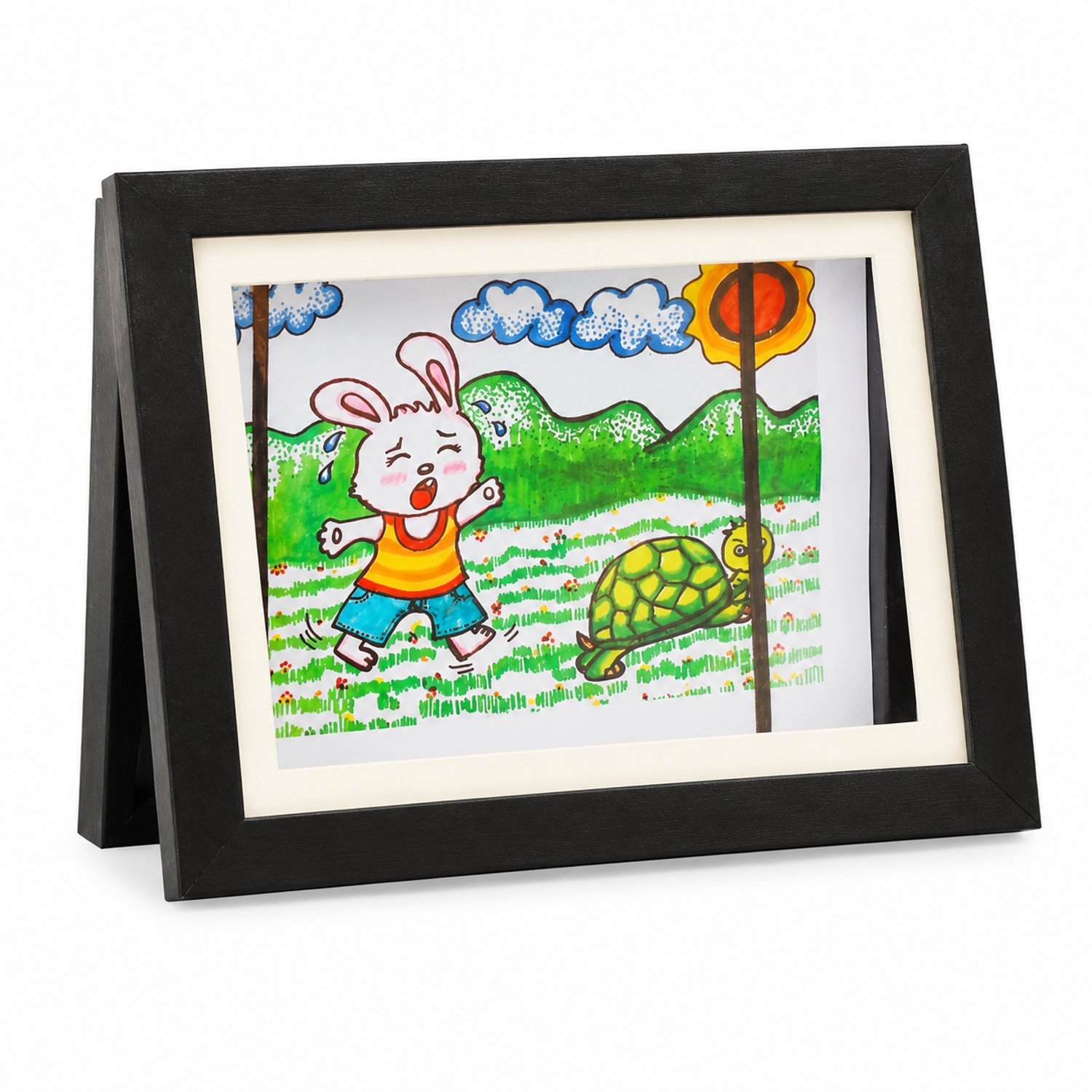 SWGOTA Zwarte A4-kunstlijst van MDF met openklapbare voorkant en magnetische sluiting, 21 x 29,7 cm, zonder afbeelding