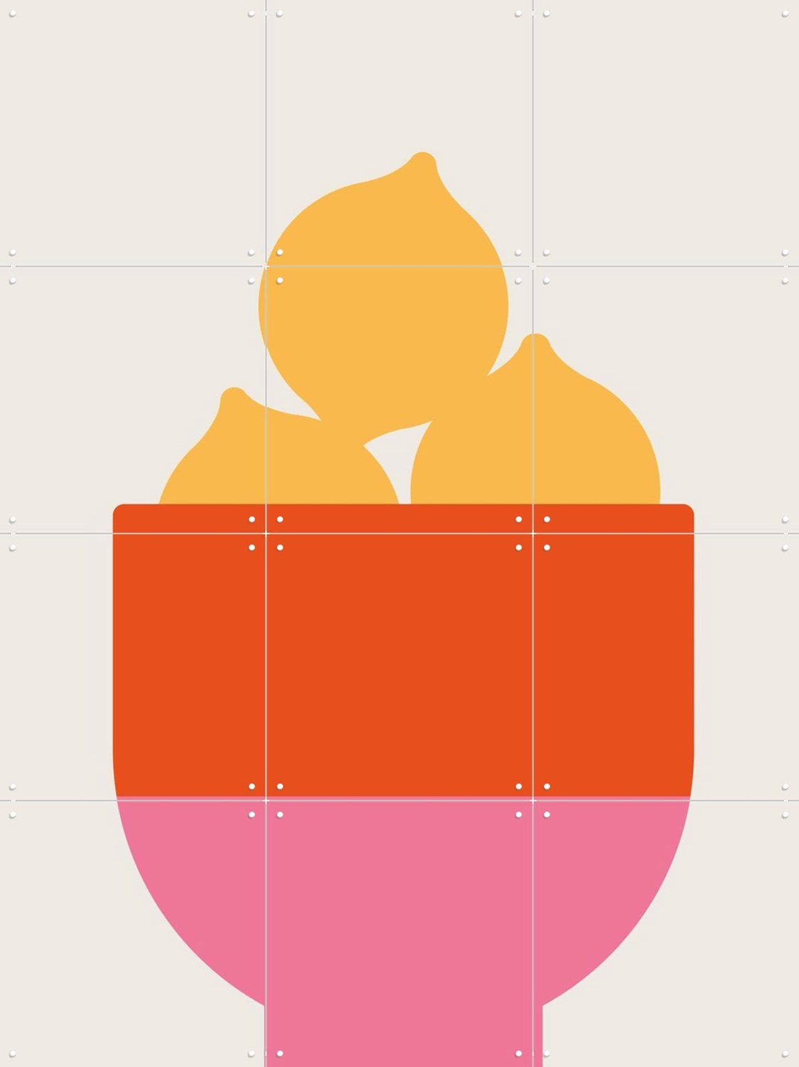 IXXI Lemons, Bo Lundberg - 60 x 80 cm - Grote wanddecoratie en posters - Digitale Kunst, Minimalisme, Modern, Geometrische Kunst, Abstract, Speels Geel / Rood