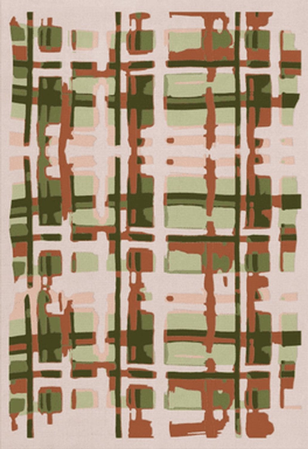 Layered LCSPGP Vloerkleed - Roze,Groen - Rechthoekig - Wol - Eetkamer, Woonkamer, Slaapkamer - Geometrisch - Modern, foto 4