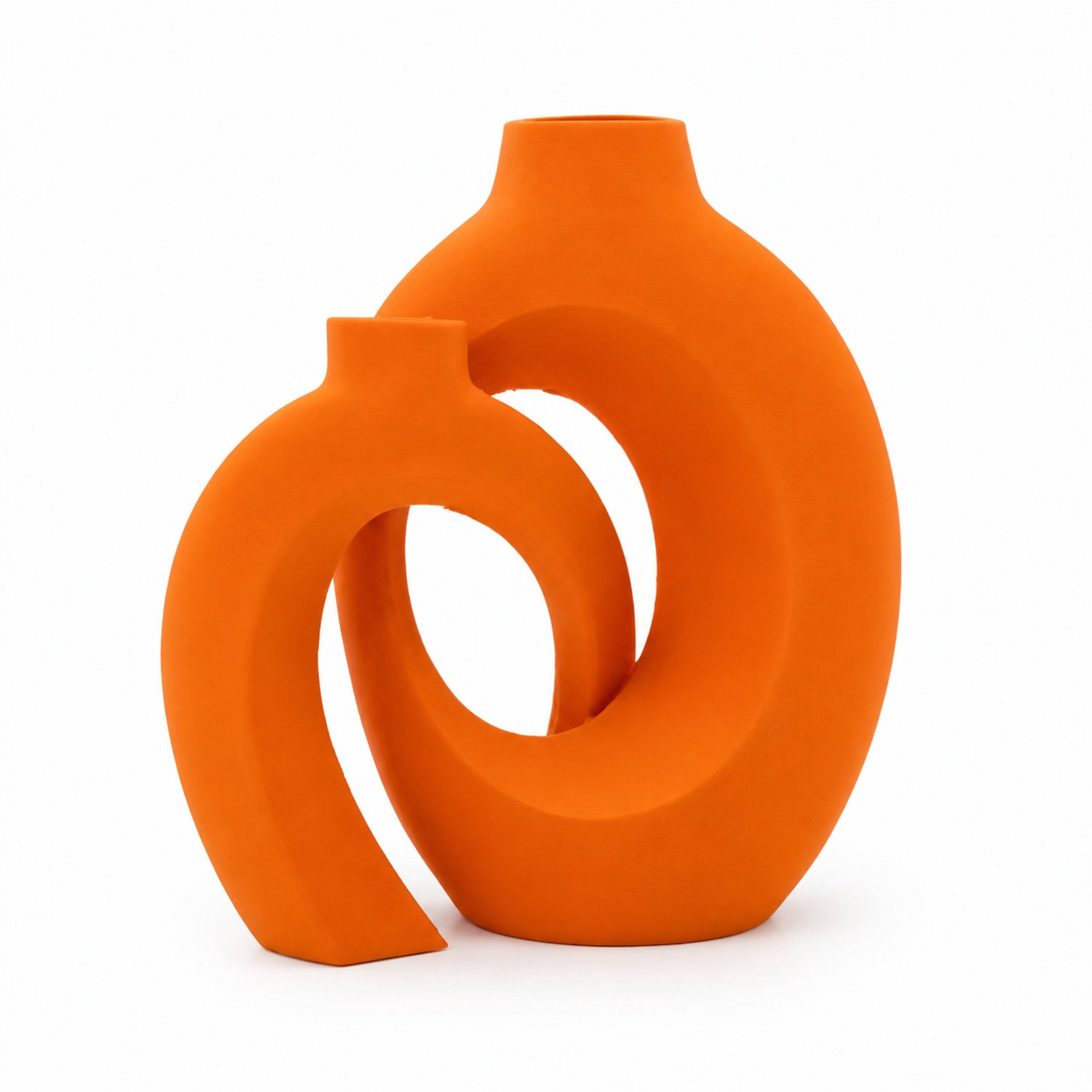 SWGOTA Oranje 3D-geprinte decoratieve vaas met open ringvorm - Moderne decoratie voor woonkamer en kantoor