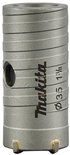 Grijze cilindrische Makita holboor met ribbelpatroon, 35 mm diameter, met zichtbare snijtanden onderaan.