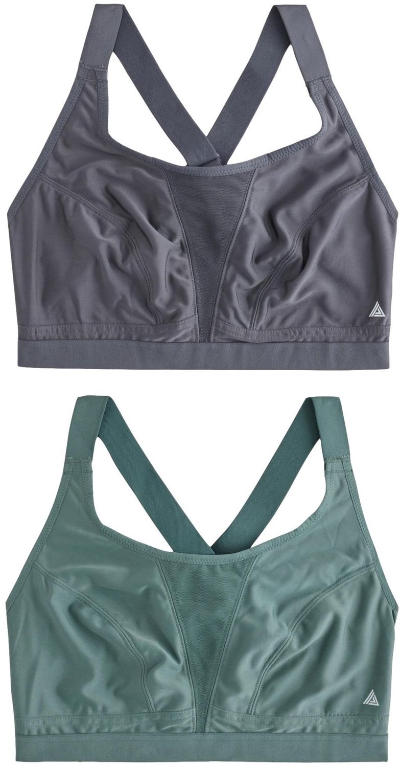 Next Dames - Set van 2 Active Sports High Impact Dry Tech cropped tops - Groen Green/Grey