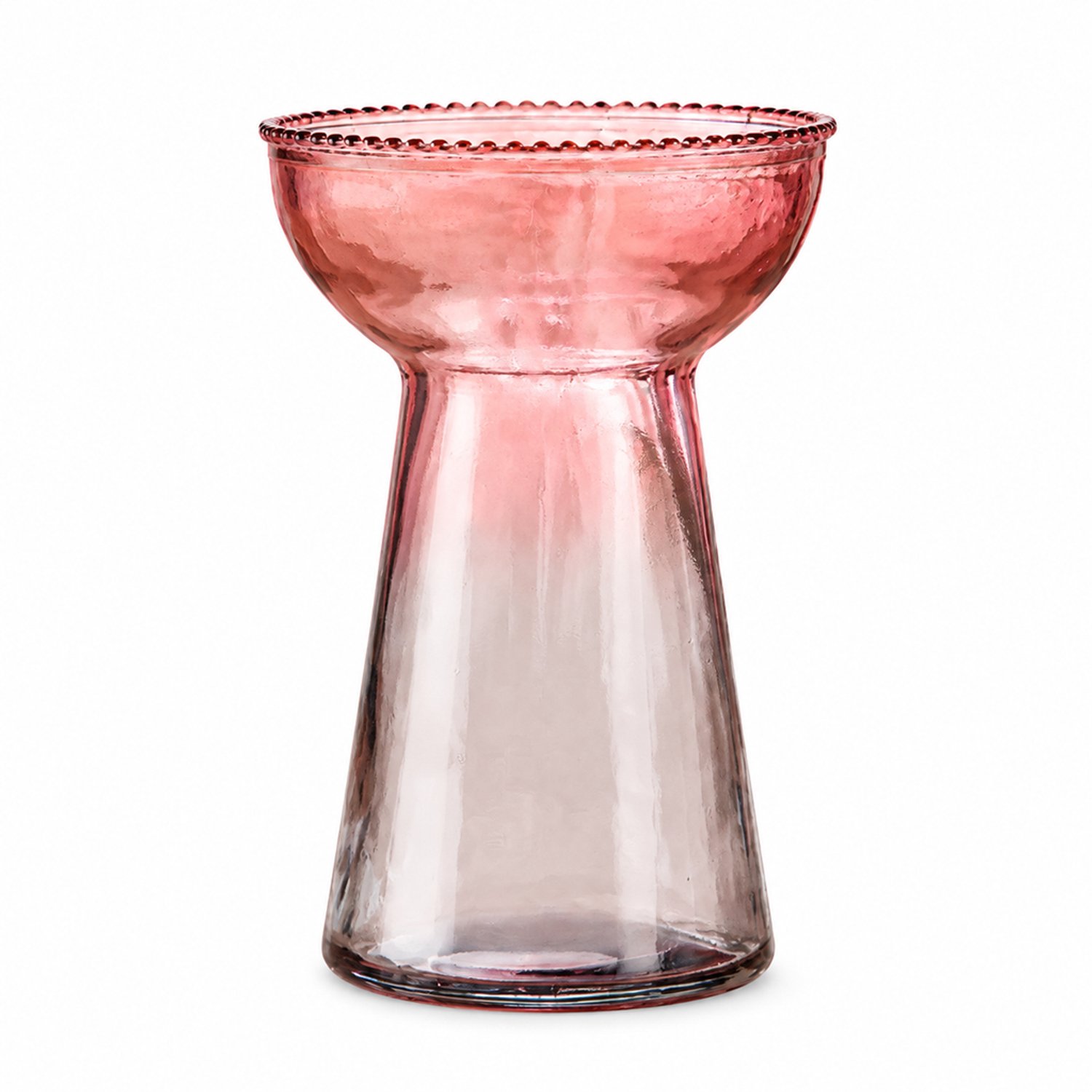 SWGOTA Rood-grijze glazen vaas, 15 cm hoog, brede bovenzijde en smalle taille, voor droogbloemen en verse bloemen, in kartonnen doos