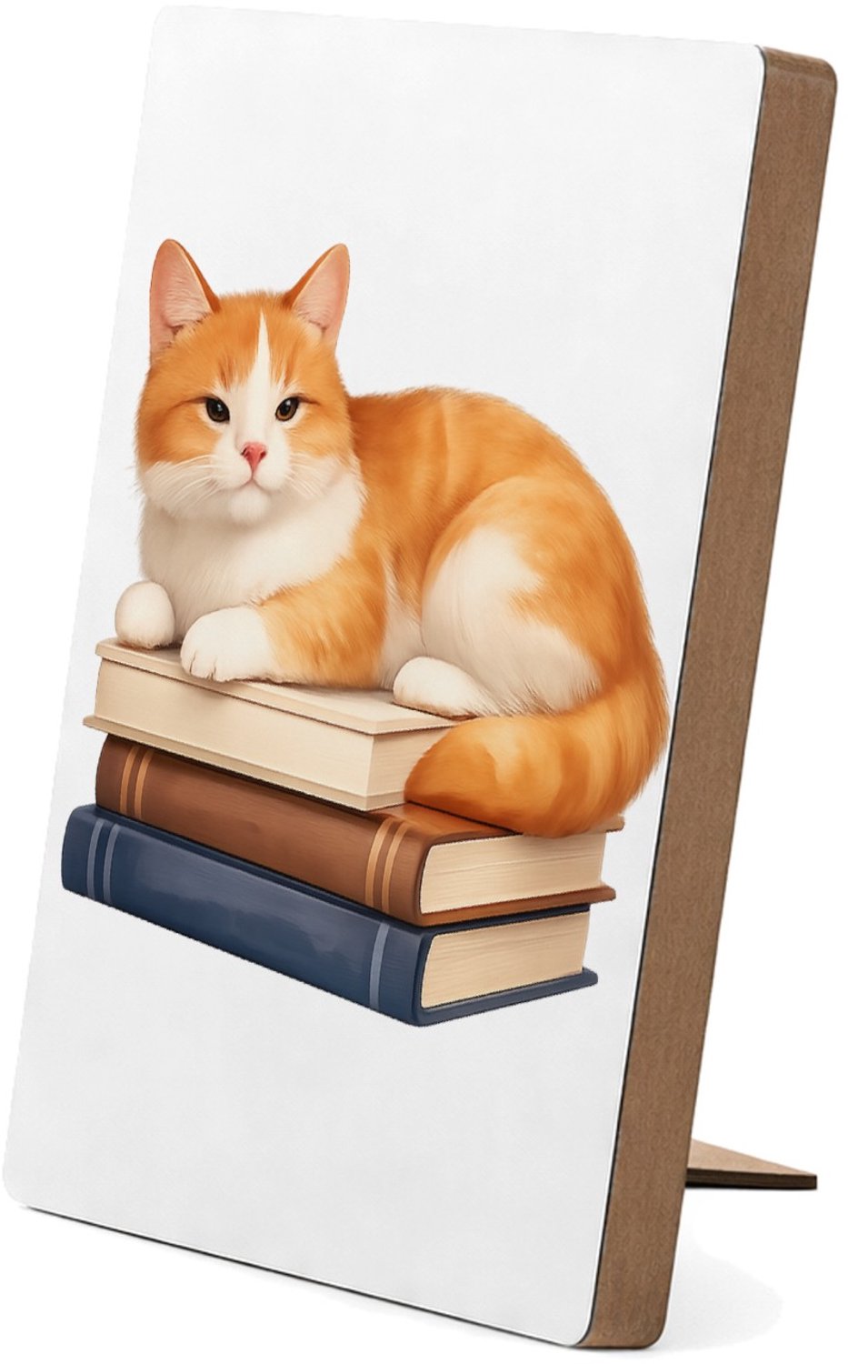 Mr Cadeautjes Glasframe/MDF 12,7 x 17,8 - design Een ontspannen dier op een hobby-object met een korte, kalme | cadeau Wit