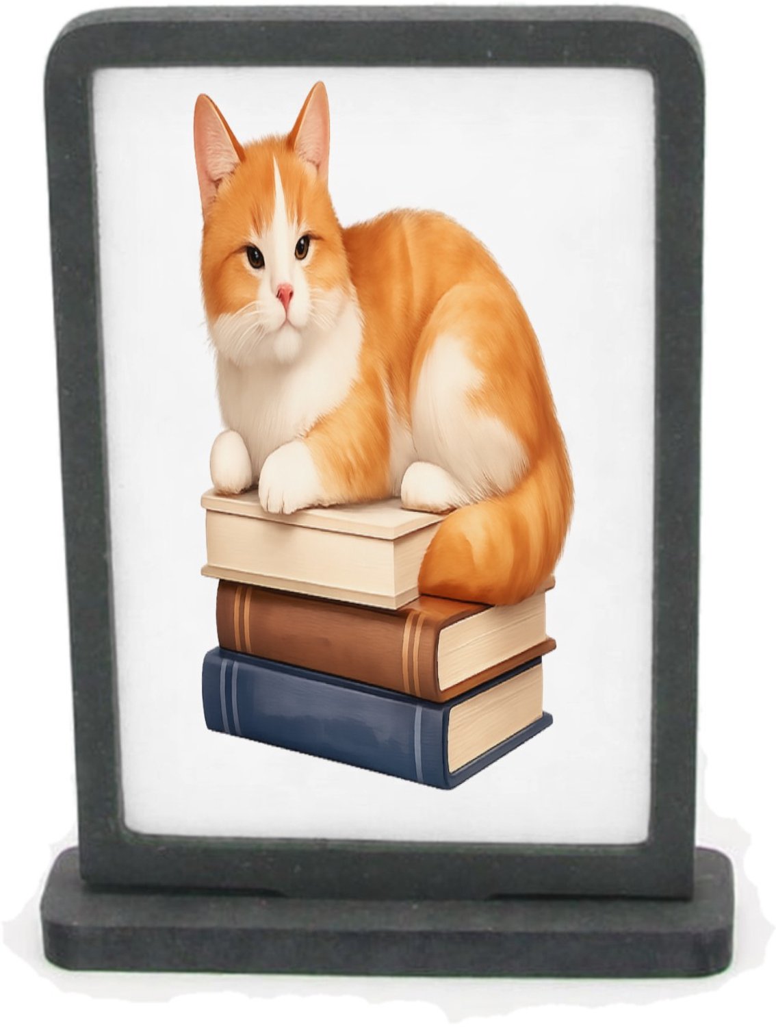Mr Cadeautjes Houten fotolijst rechthoek met MDF inleg - design Een ontspannen dier op een hobby-object met een korte, kalme | cadeau Wit