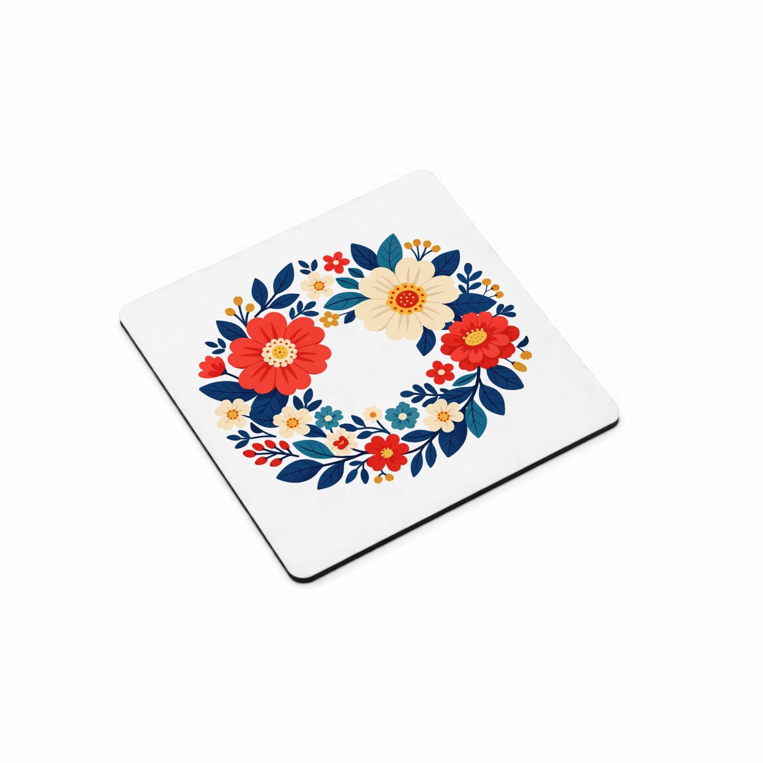 Mr Cadeautjes MDF magnetische fotolijst vierkant 9,5 - design Een nieuwe retro-cadeauprint met een botanische rand en een | cadeau Wit