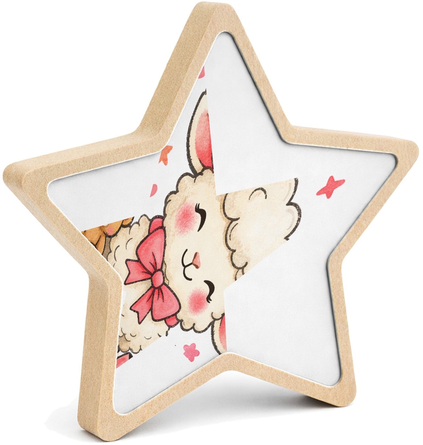 Mr Cadeautjes MDF fotolijst ster 14 x 13,5 - design Een feestelijk complimentdesign met een zachte dierfiguur en | cadeau Wit
